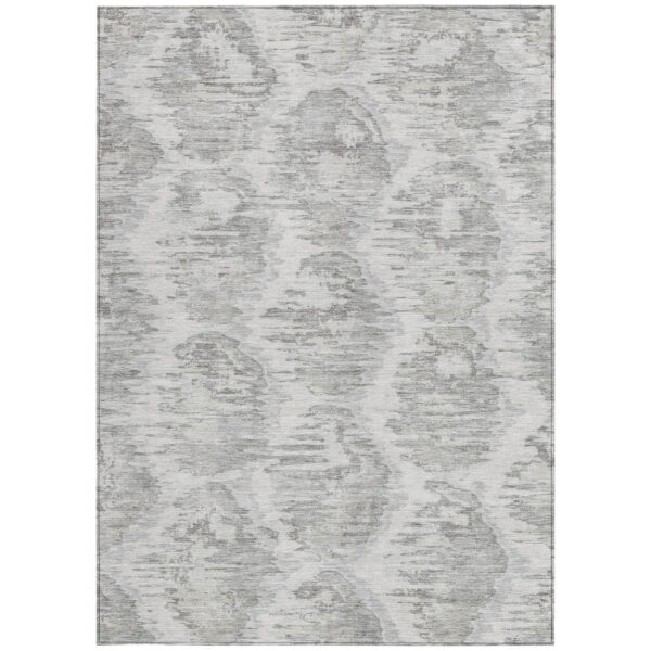 8' X 10' Ivory Silver And Taupe Abstract Washable Indoor Outdoor Area Rug