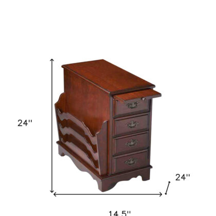 24" Dark Brown Manufactured Wood Rectangular End Table With Four Drawers