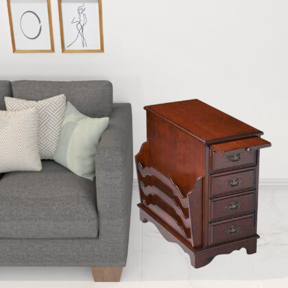 24" Dark Brown Manufactured Wood Rectangular End Table With Four Drawers