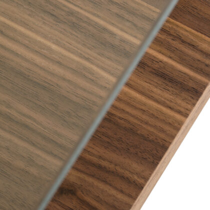 14" Walnut Veneer And Glass Coffee Table