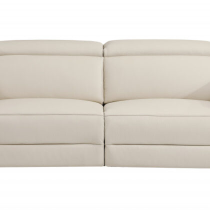 Two Piece Indoor Beige Italian Leather Five Person Seating Set