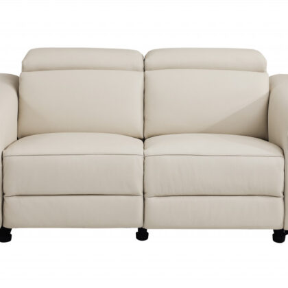 Two Piece Indoor Beige Italian Leather Five Person Seating Set