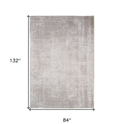 8' x 11' Gray and White Chevron Non Skid Area Rug