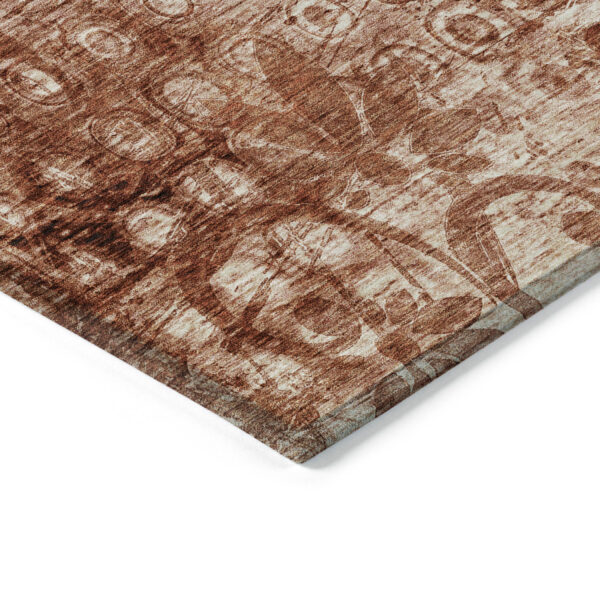 9' X 12' Orange Ikat Washable Indoor Outdoor Area Rug