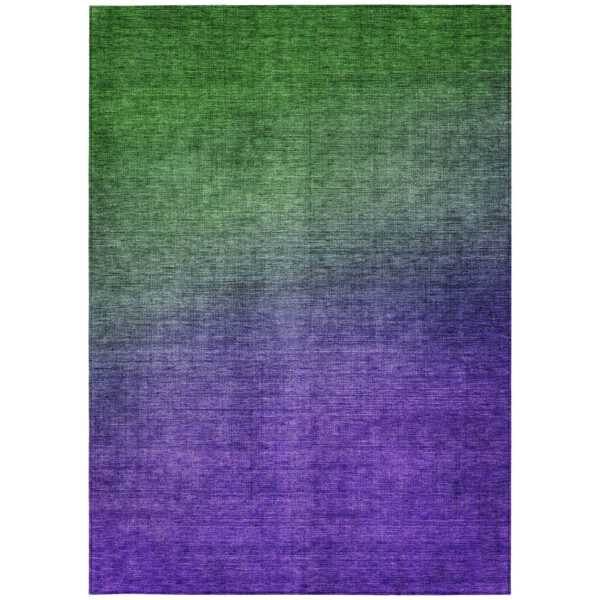 9' X 12' Green Purple And Charcoal Ombre Washable Indoor Outdoor Area Rug