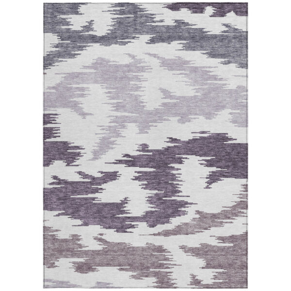 3' X 5' Purple Lavender And Ivory Abstract Washable Indoor Outdoor Area Rug