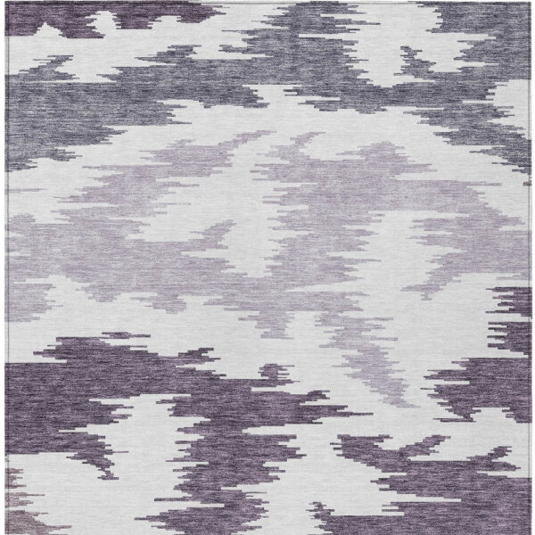 3' X 5' Purple Lavender And Ivory Abstract Washable Indoor Outdoor Area Rug