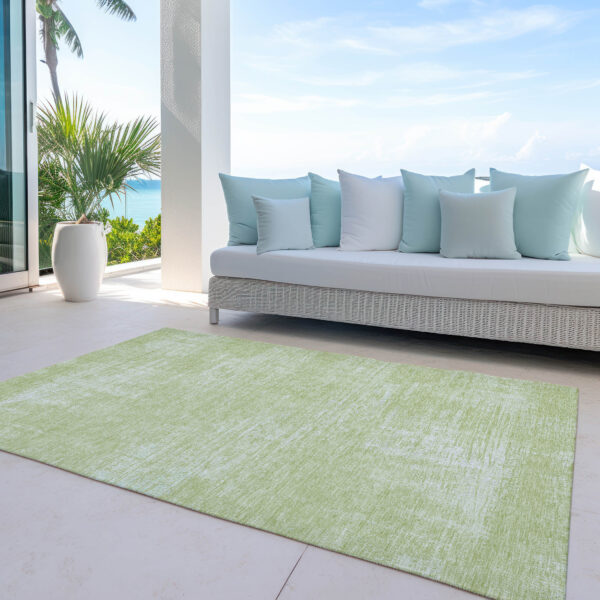 10' X 14' Sage Artichoke Green And Mint Green Abstract Washable Indoor Outdoor Area Rug