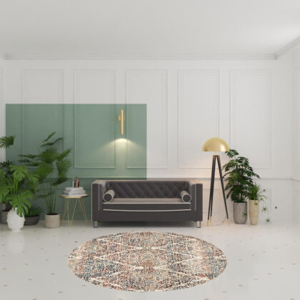 8' Ivory Round Oriental Dhurrie Area Rug