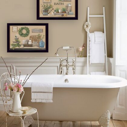 Set Of Two Bath Time 3 Black Framed Print Bathroom Wall Art