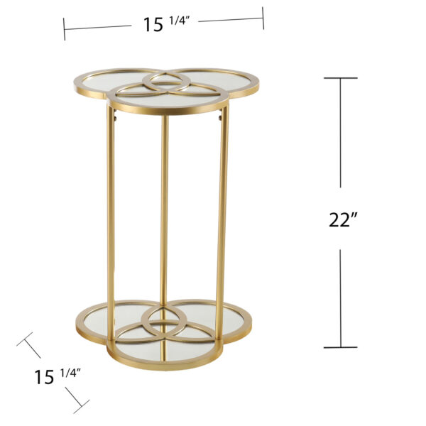 22" Gold Mirrored Glass Three Circle End Table