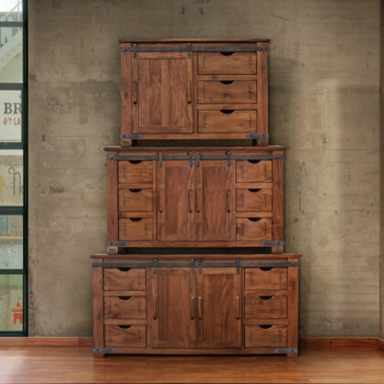 50" Brown Solid Wood Enclosed Storage Distressed TV Stand