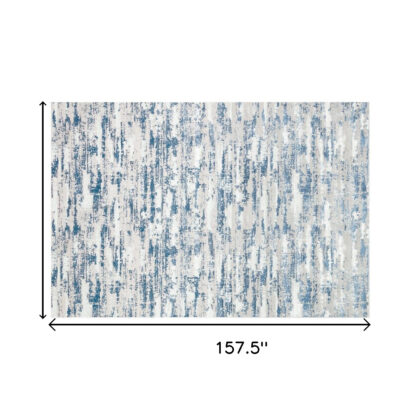 10' x 13' Navy Blue Abstract Washable Non Skid Area Rug