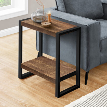 24" Black And Brown End Table With Shelf