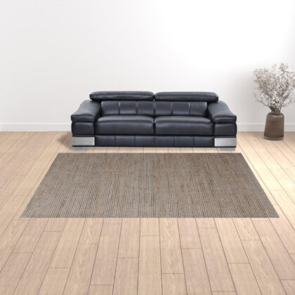 9' x 12' Beige Striped Hand Woven Area Rug