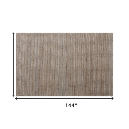 9' x 12' Beige Striped Hand Woven Area Rug