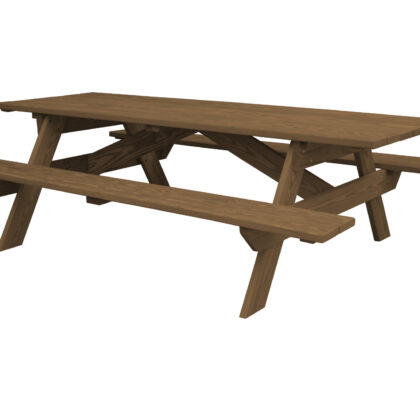 94" Wood Brown Solid Wood Outdoor Picnic Table
