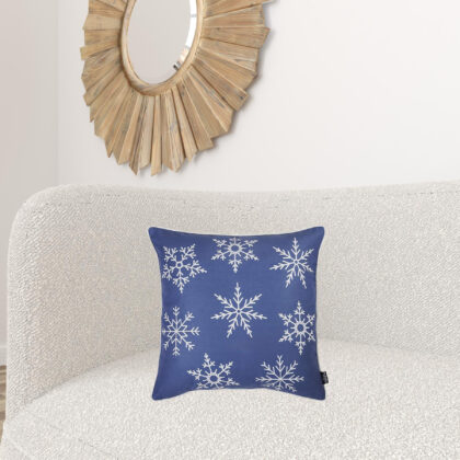 Blue and White Snowflakes Throw Pillow