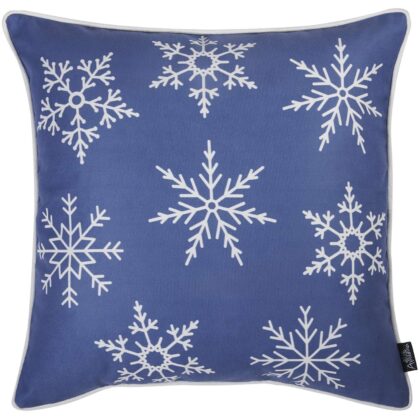 Blue and White Snowflakes Throw Pillow