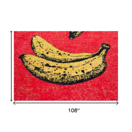 7' x 9' Red and Yellow Abstract Non Skid Area Rug