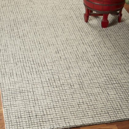 10' x 14' Gray and Ivory Wool Checkered Hand Hooked Area Rug
