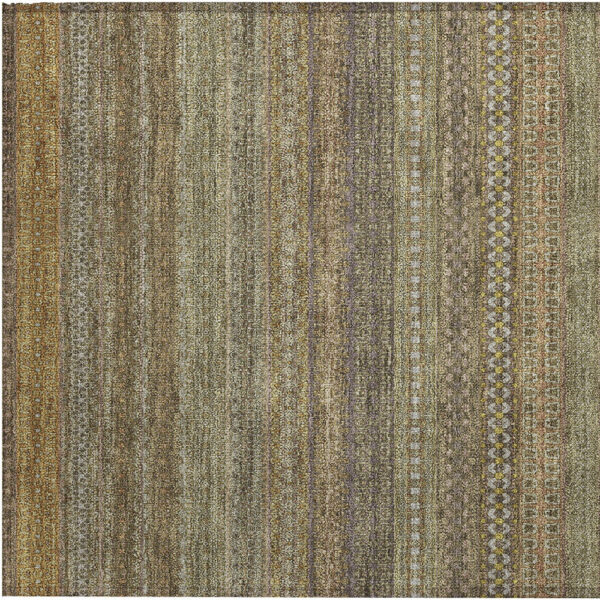 2' X 3' Khaki Striped Washable Non Skid Indoor Outdoor Area Rug