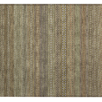 2' X 3' Khaki Striped Washable Non Skid Indoor Outdoor Area Rug