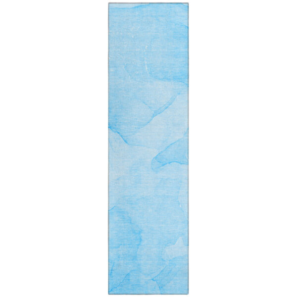 8' Runner Blue Abstract Washable Non Skid Indoor Outdoor Runner Rug