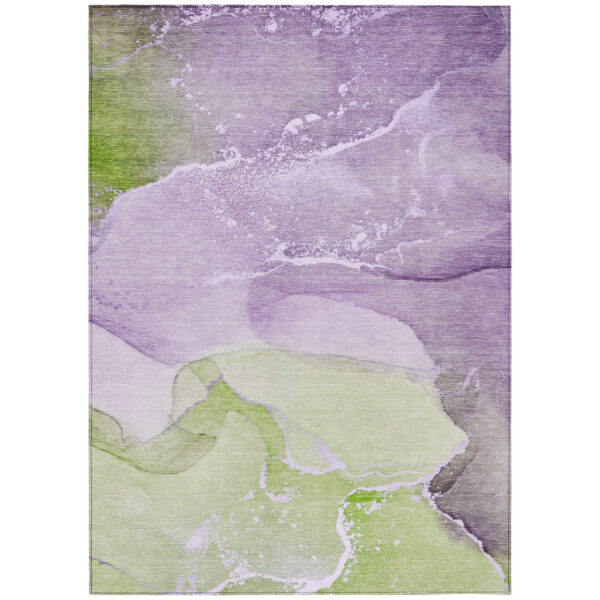 9' X 12' Purple Abstract Washable Non Skid Indoor Outdoor Area Rug