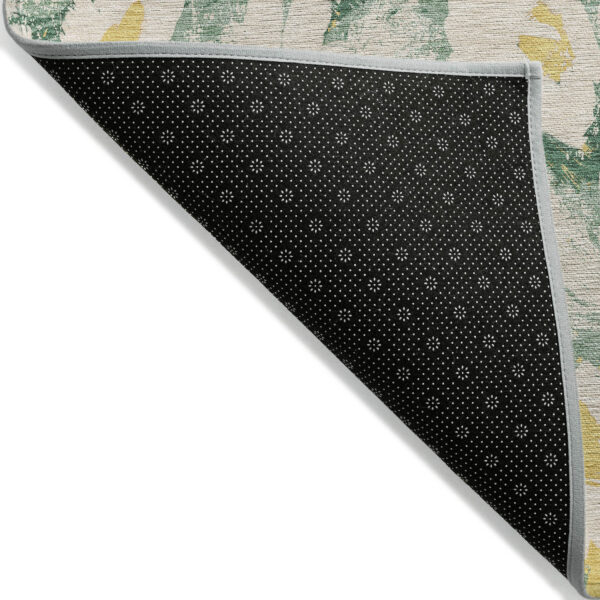 3' X 5' Green Floral Washable Non Skid Indoor Outdoor Area Rug