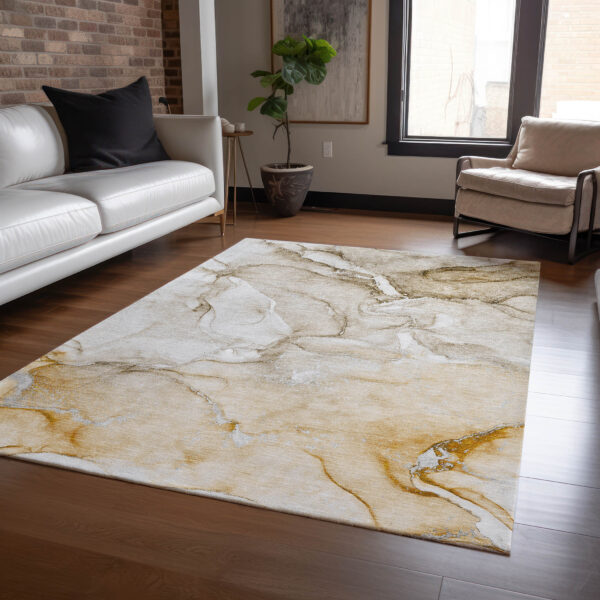 9' X 12' Brown Abstract Washable Non Skid Indoor Outdoor Area Rug