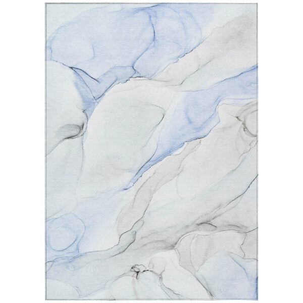 10' X 14' Ivory Blue and Gray Abstract Washable Non Skid Indoor Outdoor Area Rug