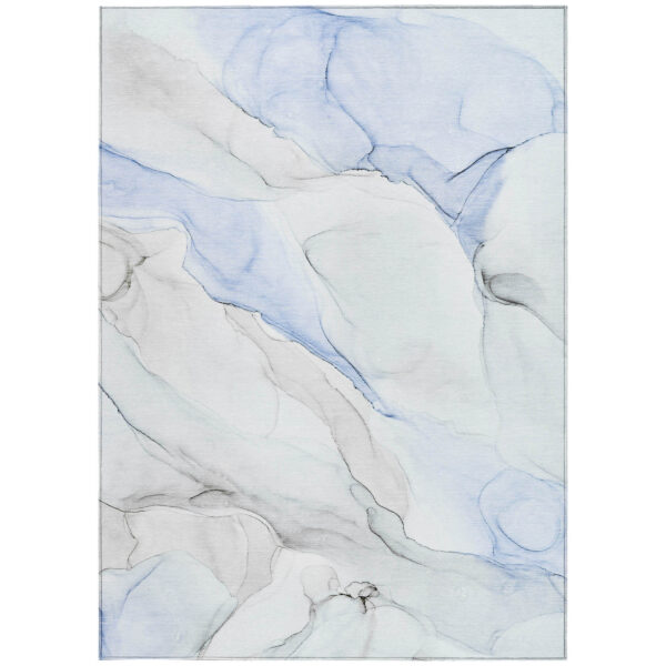 10' X 14' Ivory Blue and Gray Abstract Washable Non Skid Indoor Outdoor Area Rug