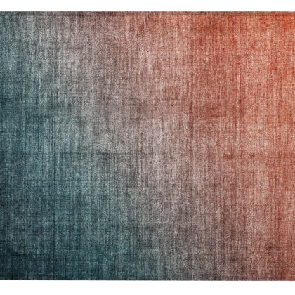 2' X 3' Gray and Red Orange Ombre Washable Non Skid Indoor Outdoor Area Rug