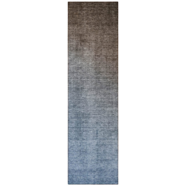 8' Runner Blue and Green Ombre Washable Non Skid Indoor Outdoor Runner Rug