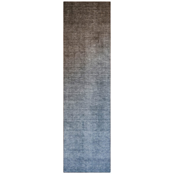 8' Runner Blue and Green Ombre Washable Non Skid Indoor Outdoor Runner Rug