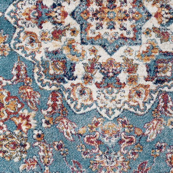 4' x 6' Blue and Orange Medallion Power Loom Area Rug