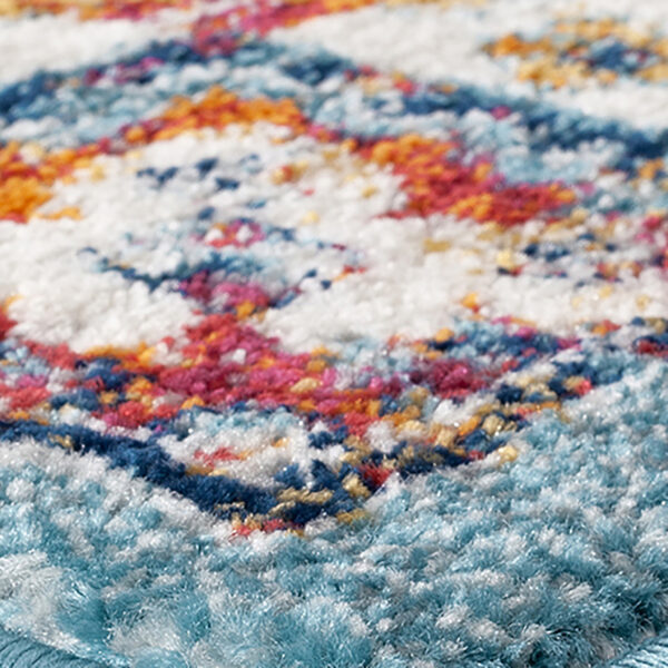 4' x 6' Blue and Orange Medallion Power Loom Area Rug
