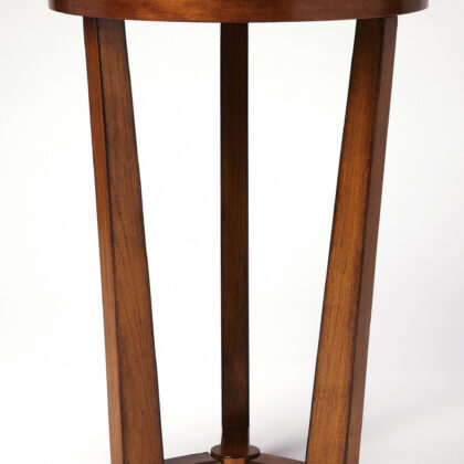 24" Medium Brown Burl Veneer Round End Table