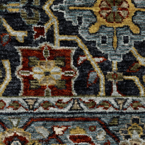 2' X 8' Blue And Beige Oriental Power Loom Runner Rug With Fringe