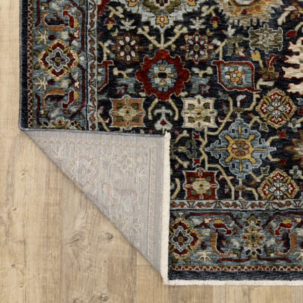 2' X 8' Blue And Beige Oriental Power Loom Runner Rug With Fringe