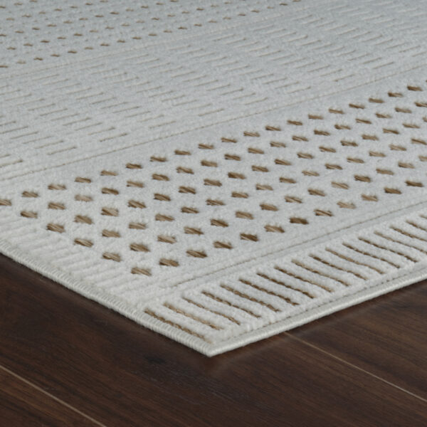 4' X 6' Beige and Brown Geometric Distressed Indoor Outdoor Area Rug