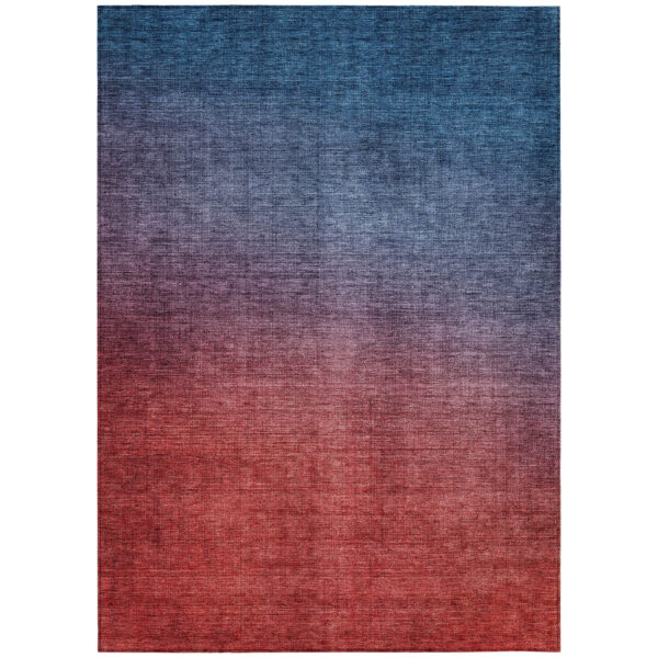 3' X 5' Navy Blue Red And Eggplant Ombre Washable Indoor Outdoor Area Rug