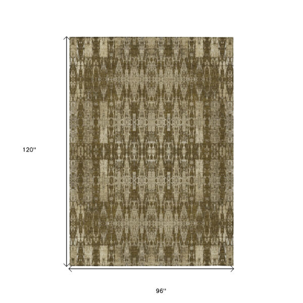 8' X 10' Chocolate Taupe And Beige Moroccan Washable Indoor Outdoor Area Rug
