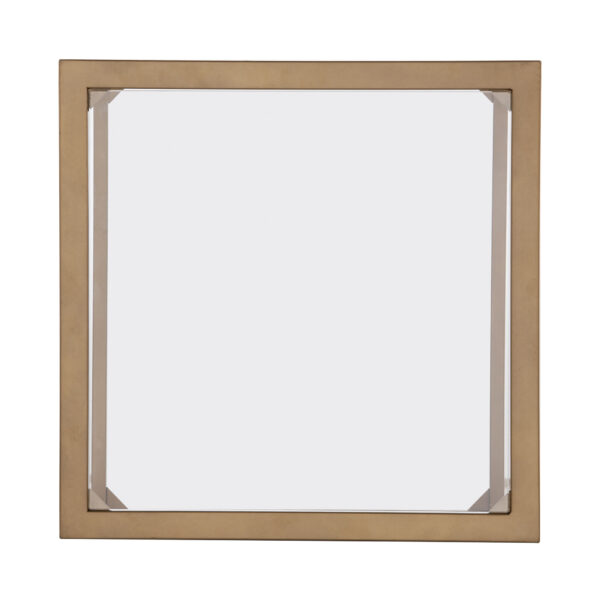 21" Gold Glass And Metal Square Coffee Table