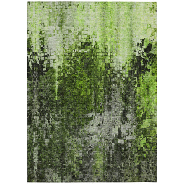 10' X 14' Green And Lime Green Abstract Washable Indoor Outdoor Area Rug