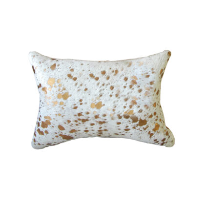 12" X 20" X 5" Impressive Natural And Gold Torino Kobe Cowhide  Pillow