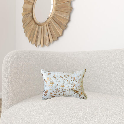 12" X 20" X 5" Impressive Natural And Gold Torino Kobe Cowhide  Pillow