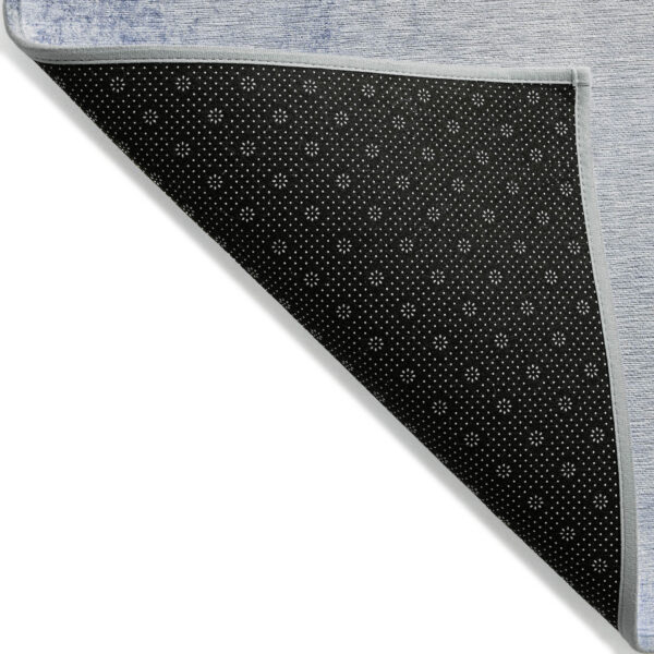 8' X 10' Navy Blue And Denim Blue Ombre Washable Indoor Outdoor Area Rug