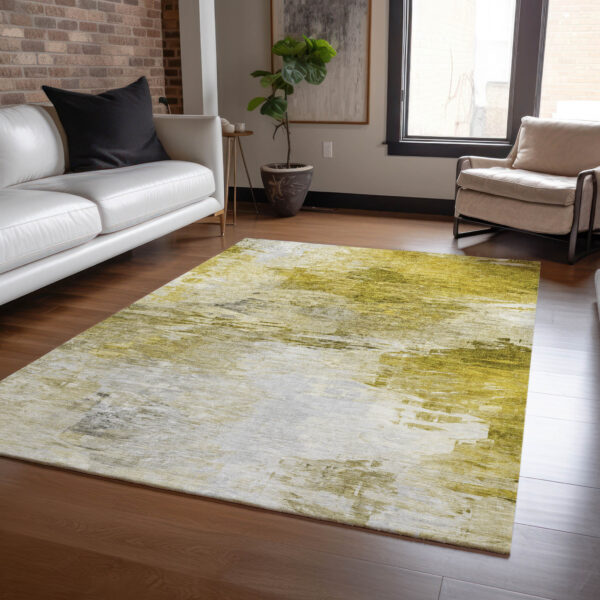10' X 14' Gold Beige And Wheat Abstract Washable Indoor Outdoor Area Rug